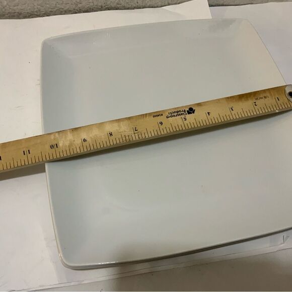 [3] Over and Back “Maison " WHITE PORCELAIN 10.5” SQUARE DINNER PLATES A20 - Picture 7 of 9